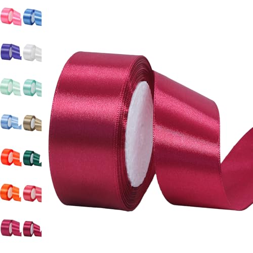 15 mm rotes Band zum Basteln von Geschenken, 23 m rotes Polyester, doppelseitiges Satinband, Geschenkband, Weihnachtsband, Geschenkverpackung, dickes Stoffband für Geschenke, Blumensträuße, Kuchen, von EZVFIRPDFZ