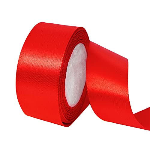 15 mm rotes Band zum Basteln von Geschenken, 23 m rotes Polyester, doppelseitiges Satinband, Geschenkband, Weihnachtsband, Geschenkverpackung, dickes Stoffband für Geschenke, Blumensträuße, Kuchen, von EZVFIRPDFZ