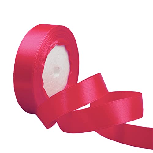 15 mm rotes Band zum Basteln von Geschenken, 23 m rotes Polyester, doppelseitiges Satinband, Geschenkband, Weihnachtsband, Geschenkverpackung, dickes Stoffband für Geschenke, Blumensträuße, Kuchen, von EZVFIRPDFZ