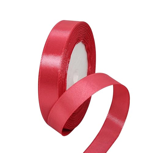 15 mm rotes Band zum Basteln von Geschenken, 23 m rotes Polyester, doppelseitiges Satinband, Geschenkband, Weihnachtsband, Geschenkverpackung, dickes Stoffband für Geschenke, Blumensträuße, Kuchen, von EZVFIRPDFZ