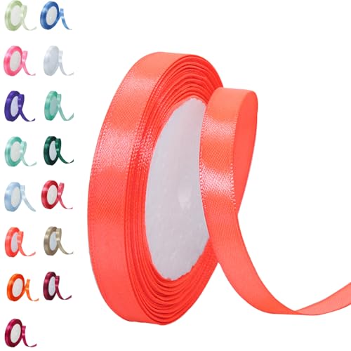 15 mm rotes Band zum Basteln von Geschenken, 23 m rotes Polyester, doppelseitiges Satinband, Geschenkband, Weihnachtsband, Geschenkverpackung, dickes Stoffband für Geschenke, Blumensträuße, Kuchen, von EZVFIRPDFZ