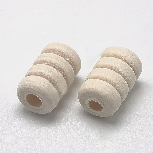 150 Stück Holzperlen, unlackiert, Naturholzperlen, 9 ~ 25 mm, runde Würfel, Doppelkegelsäulen, geometrische Holzperlen, Abstandshalter für Armbänder, Ohrringe, Schmuckherstellung [Maisseide-Säule] von EZVFIRPDFZ