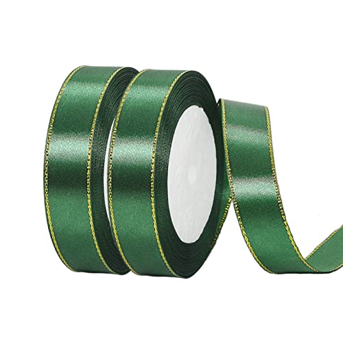 2 Rollen 20 mm x 22 m weinrotes Band mit Goldrand, doppelseitiges Weihnachtsband für Bastelarbeiten, Weihnachtsband, Geschenkpapier, Basteln, Weihnachtsbaum, Kuchen, Kranz, Schleife, von EZVFIRPDFZ