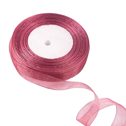 20 mm weinrotes Organzaband zum Verpacken von Geschenken, 45 m, weinrotes Organzaband, 20 mm Organza-Chiffonband, dickes Band für Geschenkverpackung, Haarschleife, Weihnachtsband, Kuchen, Hochzeit, von EZVFIRPDFZ