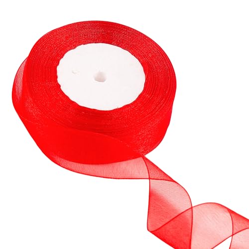 20 mm weinrotes Organzaband zum Verpacken von Geschenken, 45 m, weinrotes Organzaband, 20 mm Organza-Chiffonband, dickes Band für Geschenkverpackung, Haarschleife, Weihnachtsband, Kuchen, Hochzeit, von EZVFIRPDFZ