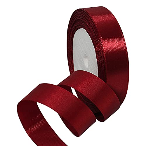 22m Satinband 2cm breit Geschenkband Dekoband Weihnachten Hochzeit Geburtstag Stoffband Geschenkband (Weinrot) von EZVFIRPDFZ