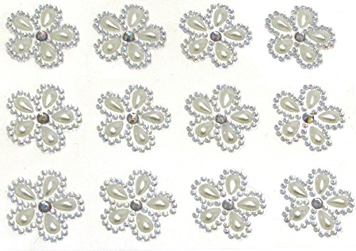 24 x selbstklebende Blumen-Perlen und AB-Diamant-Verzierung, Aufkleber, Acryl-Kristalle, Strass, zum Aufkleben auf Edelsteine von EZVFIRPDFZ