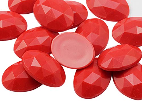 25 x 18 mm roter Rubin H103 2,5 cm große, ovale Acryl-Strasssteine mit flacher Rückseite, Cosplay, Edelsteine, Verzierungen, DIY, Basteln, Cosplay zum Basteln, 20 Stück von EZVFIRPDFZ