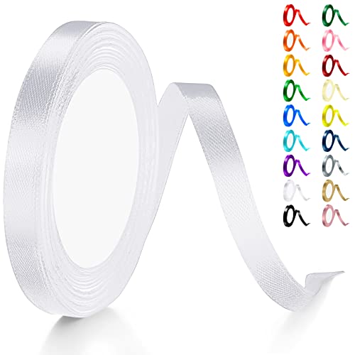 Band, weißes Band, 10 mm × 22 m Bänder zum Basteln, Bänder für Geschenkverpackungen, Band für Luftballons, Nähen, dünnes Band, Seidenband für Kuchendekoration, Geschenkband für Festival, Geburtstag von EZVFIRPDFZ