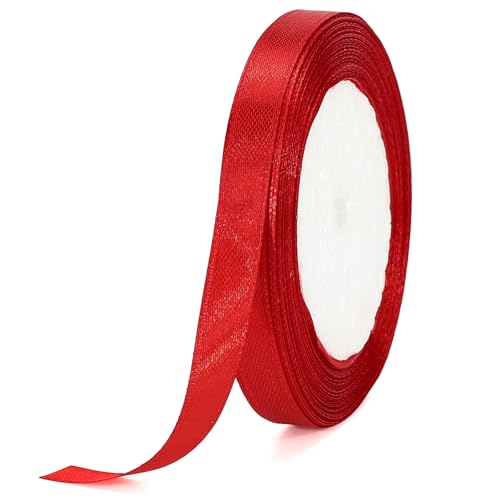 G2PLUS rote Fleckenbänder, 10 mm Geschenkpapier, 22 m Bänder für Geschenkverpackungen, Weihnachtsdekoration, dickes Stoffband, Geschenkverpackungsband zum Basteln, Hochzeitsfeier-Dekoration von EZVFIRPDFZ