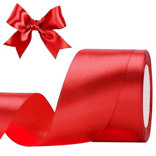 G2PLUS rote Fleckenbänder, 10 mm Geschenkpapier, 22 m Bänder für Geschenkverpackungen, Weihnachtsdekoration, dickes Stoffband, Geschenkverpackungsband zum Basteln, Hochzeitsfeier-Dekoration von EZVFIRPDFZ