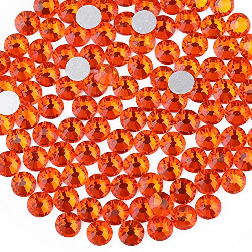 Kristall-Strasssteine mit flacher Rückseite, runde Edelsteine für Nagelkunst und Handwerk, Klebebefestigung, SS34, 7,1–7,3 mm, Orange, SS12/1440 Stück, 288 Stück von EZVFIRPDFZ