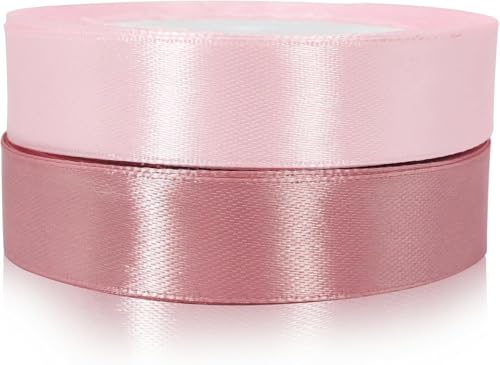 Rosa Schleifenband 20 mm zum Basteln, 2 Rollen 22 m Satinbänder für Geschenkverpackungen, Haarband, Hochzeit, Auto, Ballonband, Kuchenband, Dekoration von EZVFIRPDFZ