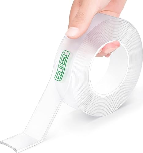 EZlifego Doppelseitiges Klebeband Extra Stark, Transparent Nano Tape, Abnehmbar Wänden Klebestreifen, Klebriges Posterband zur Dekoration, Poster Strips Klebepads, Double Sided Tape - 3 meter von EZlifego