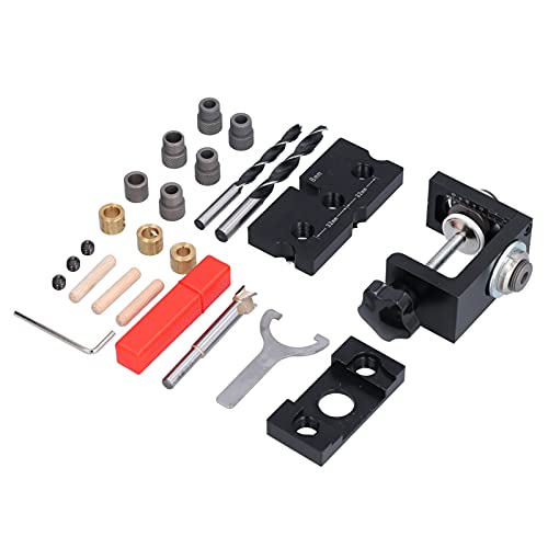 3 IN1 Loch Bohrführer Jig, Aluminiumlegierung Holzbearbeitung Dowellator Locator Set Kit mit 3 Bohrerbits für, Holzbearbeitung, Stanzen von Eacam