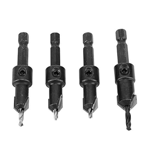 Counterunk -Bohrer, Zementiertes Carbid -Hex -Schaft -Bohrer -Bit für Selbsthackschrauben, 4pcs Countersink Bit 1/4x2.5, 1/4x2.8, 1/4x3.3, D1/2x3.5 mit Einstellbarer Tiefe für von Eacam