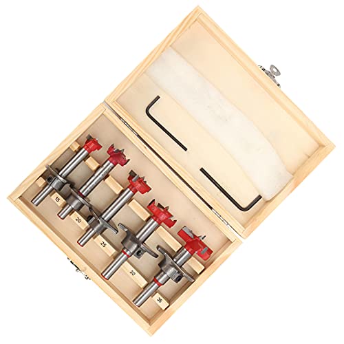 Scharnierlochschneider, Legierungsstahlholz -Open -Open -Tür -Reiseleiter, 5 -pcs -Set mit Limit für Möbel, Türschlösser, Scharniere, Holzbearbeitung von Eacam