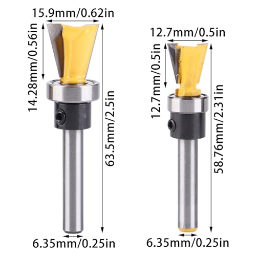 Schwalbenschwanzfräser, Gelenkfräser mit Lager für Holzfräser, 2 Stück/Set, 1/4-Zoll-Schaft, für Alle Verbundwerkstoffe von Eacam