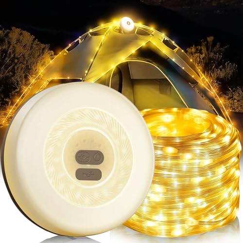 Eachans 10M Camping Lichterkette Aufrollbar, Außen Campinglampe USB-Aufladung,10M LED Alpenwolken Weihnachtslichterkette Wasserdichte für Camping, Garten - 6 Beleuchtungsmodi von Eachans