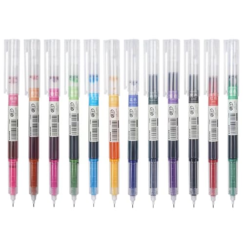 Eacpokc 12 Farbe Gelstifte, 0.5mm Feine Spitze Gel Stifte Schnell Trockene Multi Farbe Tinte Gelschreiber Ästhetische Gel Kugelschreiber für Tagebücher Schreiben Zeichnung Schule Büro von Eacpokc