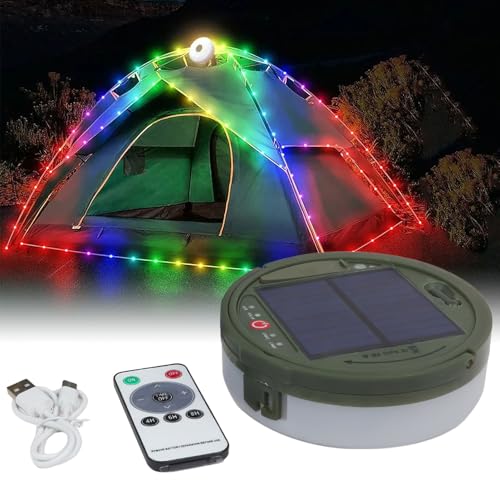 10 m Camping Lichterkette Aufrollbar Solar, 4-in-1 Tragbare Wiederaufladbare LED Lichterkette mit 8 Beleuchtungsmodi, 3600mah/3.7V Lichterkette Aufrollbar für Camping, Hof und Wander (mehrfarbig) von EagerMinds