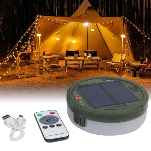 10 m Camping Lichterkette Aufrollbar Solar, 4-in-1 Tragbare Wiederaufladbare LED Lichterkette mit 8 Beleuchtungsmodi, 3600mah/3.7V Lichterkette Aufrollbar für Camping, Hof und Wander (warmweiß) von EagerMinds