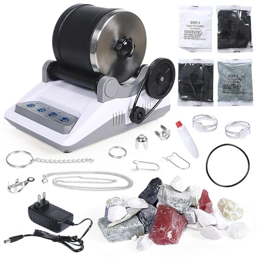 Rock Tumbler Kit, Steintrommel Poliertrommel, Rock Polisher für Kinder und Erwachsene mit haltbarem Becher, Felsen, Körnung, gummierter Schaft Tumbler Kit - Komplettes Steinpolierer-Set von EagerMinds