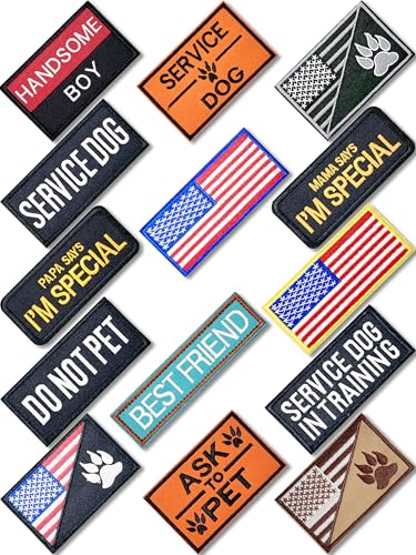 Service Dog Patches Tactical Hook and Loop Patches for Dog Harness Vest Funny American Flag Patch Do Not Pet Ask to Pet in Training Etc.14 Pieces Set von Ealihoy