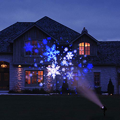Eambrite Schneeflocke Projektor Licht LED Weiß/Blau Rotierende Schneefall Landschaft Projektion Dekorative Weihnachtsbeleuchtung mit Timer für Geburtstag Hochzeit Thema Party Garten Haus von Eambrite