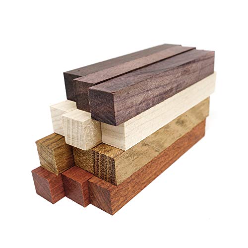 Exotische Holz-Stiftrohlinge, 12er-Pack: Bloodwood, mexikanisches Ebenholz, Jatoba, harter Ahorn, 3 von jeder Holzart, 5 x 3/4 x 3/4 Zoll von Earlywood