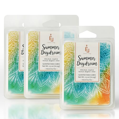 Earnest Living Duftwachs-Schmelzen Summer Daydream Weißer Moschus Grapefruit Patchouli Bergamotte Bernstein Wachswürfel Pack Heimwärmer Tart Elektrische Kerze Aroma Dekoration 256 Gramm (3-Pack) von Earnest Living