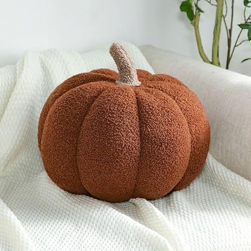 Halloween Pumpkin Throw Pillow, Soft Pumpkin Throw Pillow Decoration for Thanksgiving Halloween Home Decor Party Kids Gift (Brown,20cm) von EasPowest