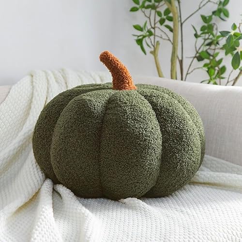 Halloween Pumpkin Throw Pillow, Soft Pumpkin Throw Pillow Decoration for Thanksgiving Halloween Home Decor Party Kids Gift (Green,20cm) von EasPowest