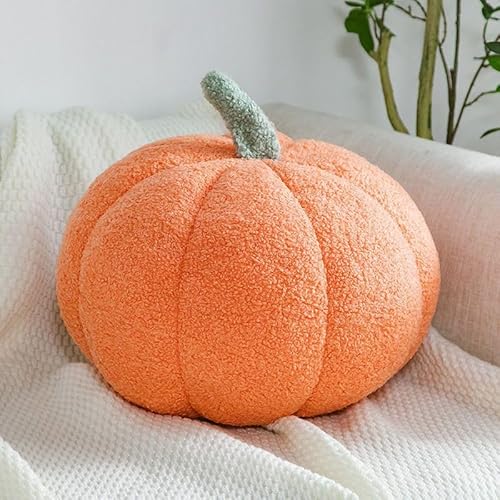 Halloween Pumpkin Throw Pillow, Soft Pumpkin Throw Pillow Decoration for Thanksgiving Halloween Home Decor Party Kids Gift (Orange,20cm) von EasPowest