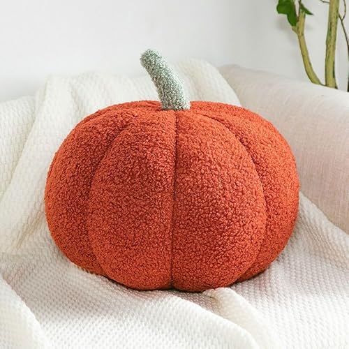 Halloween Pumpkin Throw Pillow, Soft Pumpkin Throw Pillow Decoration for Thanksgiving Halloween Home Decor Party Kids Gift (Red,20cm) von EasPowest