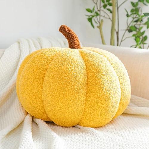 Halloween Pumpkin Throw Pillow, Soft Pumpkin Throw Pillow Decoration for Thanksgiving Halloween Home Decor Party Kids Gift (Yellow,20cm) von EasPowest