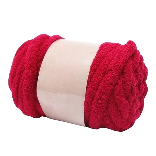 250 g Chenille-Garn, grobes Garn, Deckengarn, Armstrickgarn, Jumbo-Schlauchgarn, sperriges Garn, flauschiges Jumbo-Garn für Armstricken, Decken, Überwürfe, Kissen (Weinrot) von Easnea