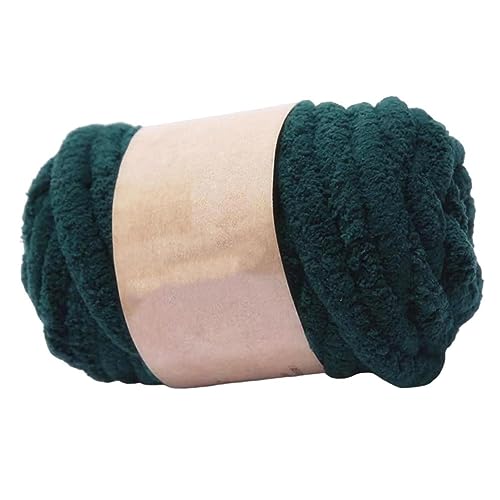 250g Chenille Chunky Garn Grobgarn Deckengarn Armstrickgarn Jumbo Schlauchgarn sperriges Garn Flauschiges Jumbogarn für Armstricken, Decken Überwürfe, Kissen (Dunkelgrün) von Easnea