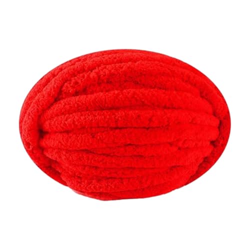 Dickes grobes Garn, Armstrickgarn, Jumbo-Schlauchgarn, grobes Wollgarn, flauschiges Jumbo-Chenille-Garn, grobes Chenille-Garn, geschwollenes Plüschgarn für Handstricken oder Armstricken - Rot von Easnea