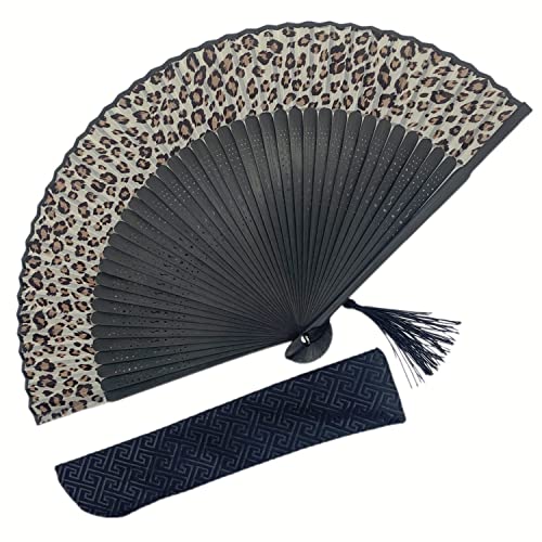 Leopardenmuster Bambus Hand Faltfächer Vintage Fan für Damen von Eastern Wind