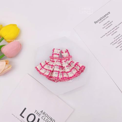 17cm Labubu Puppen Kleidung niedlich Mini Plüsch Puppen Kleidung Das Monster Outfit Zubehör Pearl Mini Rosa Prinzessin Kleid von Eastocos