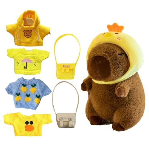 Capybara Kuscheltier, Capybara Plüschtier mit Kleidung, Tasche, Hat, Niedliche Capybara Stofftier, Dress Up Capybara Plushie Puppen Geschenk für Kinder Junge-n Mädchen von Eastuy