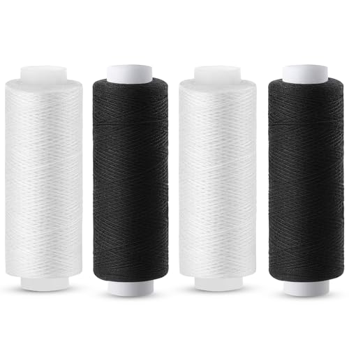 Easusy Nähgarn, Schwarz und Weiß, 4 Stück, 200 Yards Polyester-Nähmaschinengarn für Nähmaschine, Handnähen, Stickerei Easusy Nähgarn, Schwarz und Weiß, 4 Stück, 200 Yards Polyester-Nähmaschinengarn für Nähmaschine, Handnähen, Stickerei von Easusy