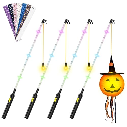 EasyAcc 4er Elektrischer Laternenstab LED DIY Aufkleber Laternenstab 50cm für St Martin Laterne Kinder Stab Laternenumzüge Halloween Zauberstäbe Party Kostümpartys Kinderpartys Kindergarten von EasyAcc