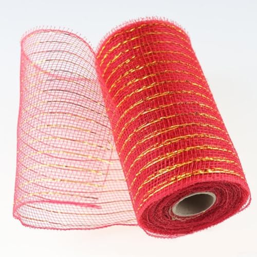 Craft Ready Deko-Mesh-Band, Rolle, 15 cm x 9 m, ein Muss für saisonale Dekorationen zu Hause, Rot von EasyByMall