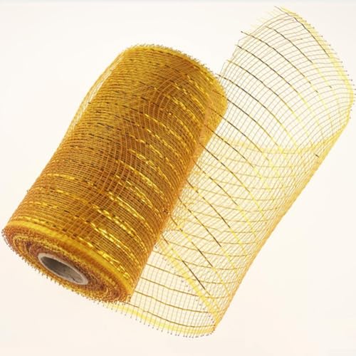 Craft Ready Deko-Mesh-Band, Rolle, 15 cm x 9 m, ein Muss für saisonale Dekorationen zu Hause, goldfarben von EasyByMall