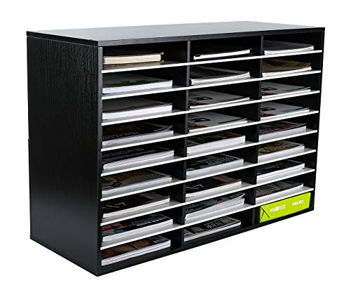 EasyPAG 27 Fächer Holz A4 Büro Schreibtisch Organizer Dokumentenhalter Aktenablage Zeitschriftenhalter Briefablage Papier Magazin Organisator,Schwarz von EasyPAG