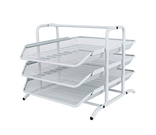 EasyPAG 3 Fächer A4 Metall Büro Schreibtisch Organizer Dokumentenhalter Aktenablage Zeitschriftenhalter Briefablage Papier Magazin Organisator,Weiß von EasyPAG