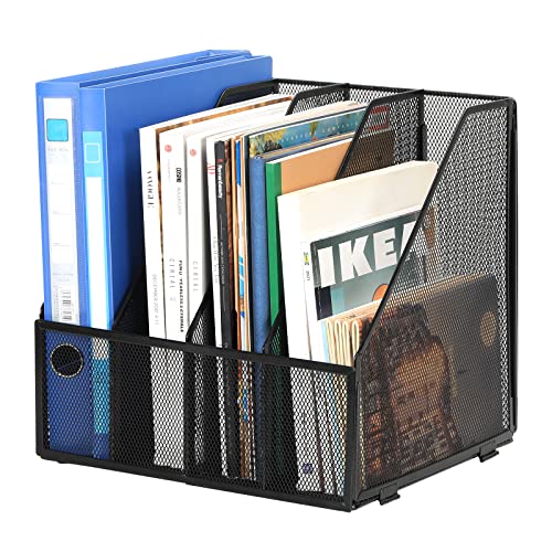 EasyPAG 4 Fächer A4 Metall Büro Schreibtisch Organizer Dokumentenhalter Aktenablage Zeitschriftenhalter Briefablage Papier Magazin Organisator,Schwarz von EasyPAG