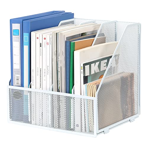 EasyPAG 4 Fächer A4 Metall Büro Schreibtisch Organizer Dokumentenhalter Aktenablage Zeitschriftenhalter Briefablage Papier Magazin Organisator,Weiß von EasyPAG